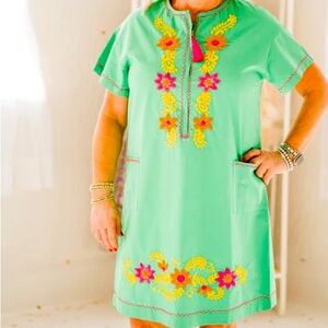 Sister Mary Embroidered Zipper Dress XL Coverup Casual